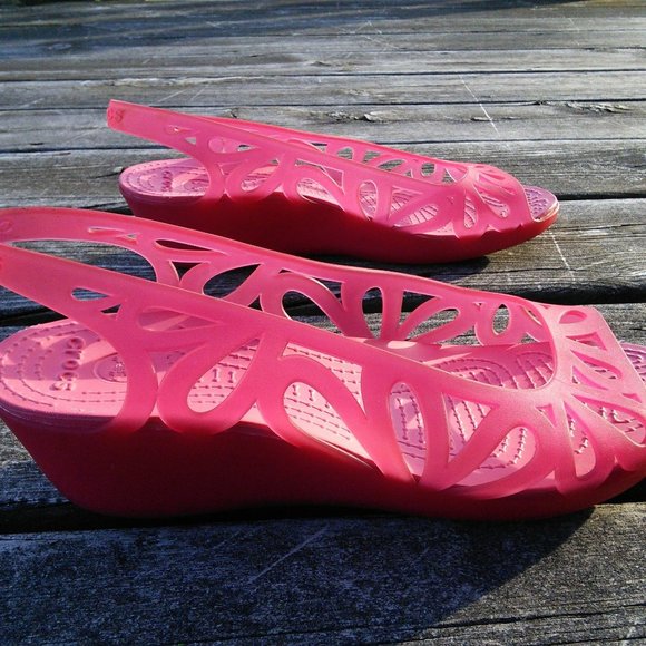 Crocs Pink Jelly Adrina Mini Wedge Sandals - Picture 6 of 7